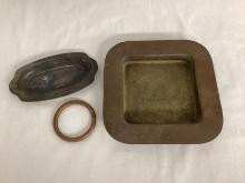 Copper Boat Tray, Napkin Ring, and Small Tray