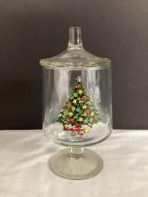 Vintage Sabin Christmas Footed Candy Jar