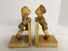 Vintage Chalkware Children Bookends