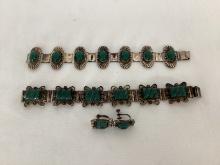 Sterling Bracelet and Mexican Silverplate Bracelet with Earrings