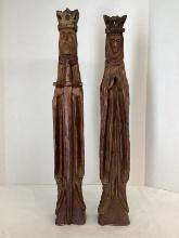 Pair of Hand Carved King and Queen Figures