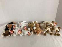 Ty Beanie Baby Cats - Pounce, 3 Flip, Amber, Nip, Chip, and 3 Snip