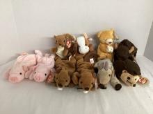 Ty Beanie Babies - 2 Squealer, Nuts, Bessie, 2 Bucky, Hope, Goatee, Prickles, and Roam