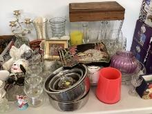 Table Lot - Glassware, Vases, Bowls, Decorative Items, and More