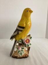 Vintage Yellow Bird with Flowers Figurine