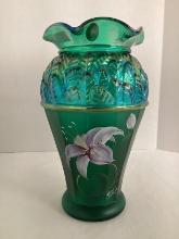 Bill Fenton Designer Showcase Series Hand Painted Carnival Glass Vase