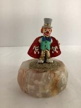 Ron Lee "Pockets" Metal Clown Sculpture on Stone Base