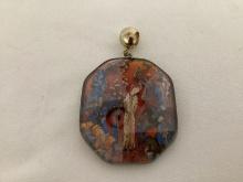 Hand Made Signed Art Glass Pendant with 23K Gold Leaf
