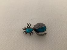 Vintage Southwestern Silver and Turquoise Bug Beetle Pin