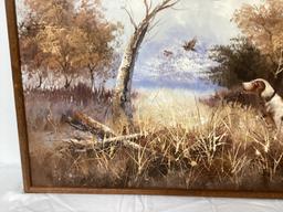 Bird Dog Hunting Framed Painting on Canvas by W. Horner