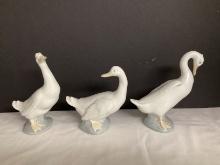 Three NAO Lladro Spain Duck Figurines