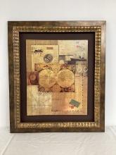 Old World Globe Air Mail Themed Mounted Print in Frame