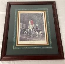 "Morning: Going to Cover" Framed and Matted Fox Hunt Engraving Print