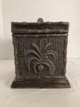 Heavy Bamboo and Palm Motif Box with Lid