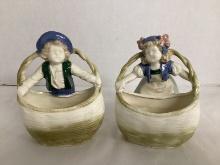 Boy and Girl with Baskets Planters