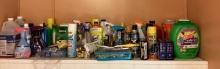 Laundry Room Shelf Contents: Cleaners, Bug Killer, and More