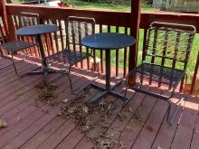 Two Metal Outdoor Table and Three Stacking Chairs