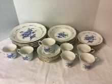 37 Pieces of Gibson Housewares Blue Rose China