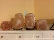 Himalayan Salt Block, Lamp, and Two Votive Holders