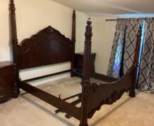 King Size Four Poster Bed with Wood Rails