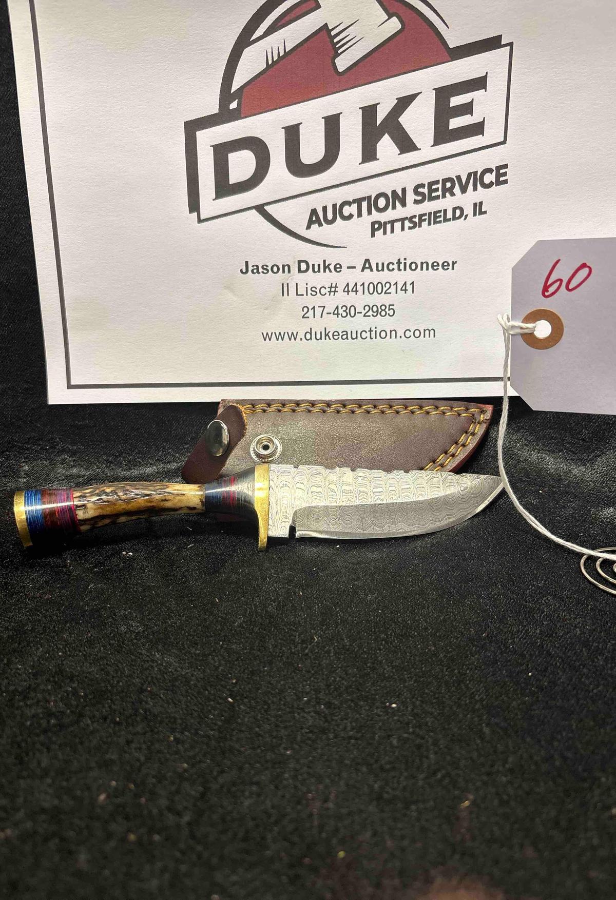 Custom Made Damascus Blade Knife By TJ Bergeron