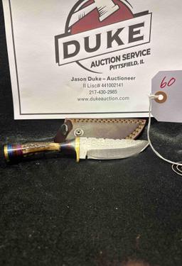 Custom Made Damascus Blade Knife By TJ Bergeron