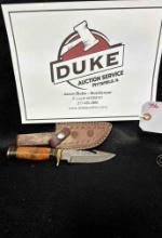 Custom Made Damascus Blade Knife By TJ Bergeron