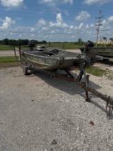 14 FT ALUMN BOAT WITH TRAILER - 5 HP MOTOR