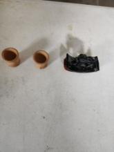 Vintage glass elephant,wood cups