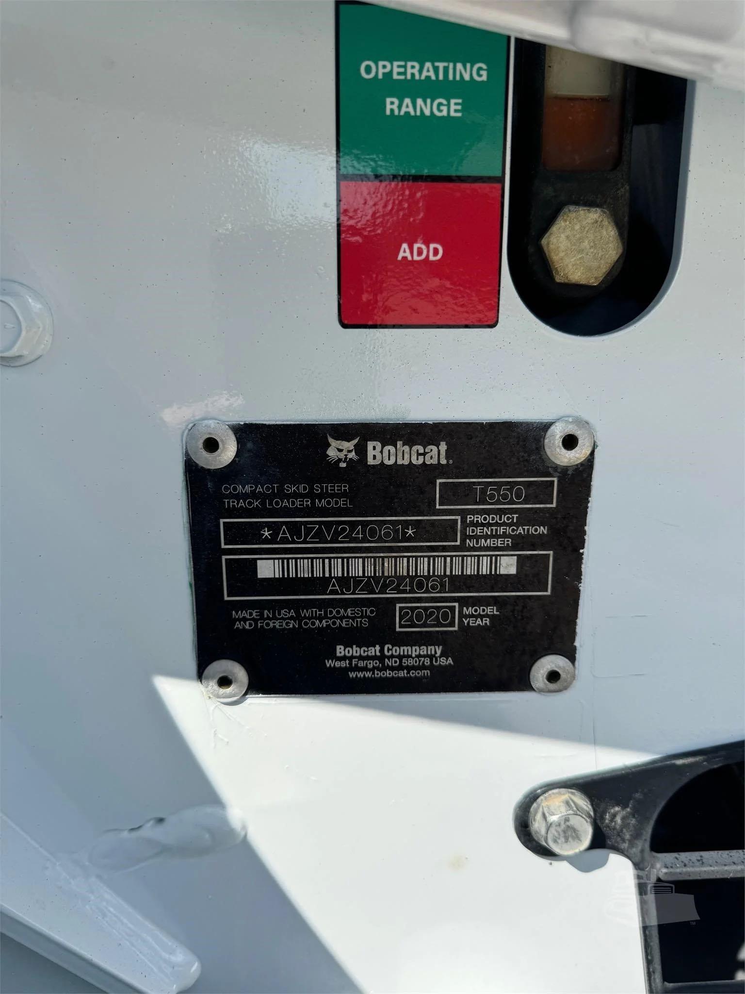 2020 BOBCAT T550 Skid Steer