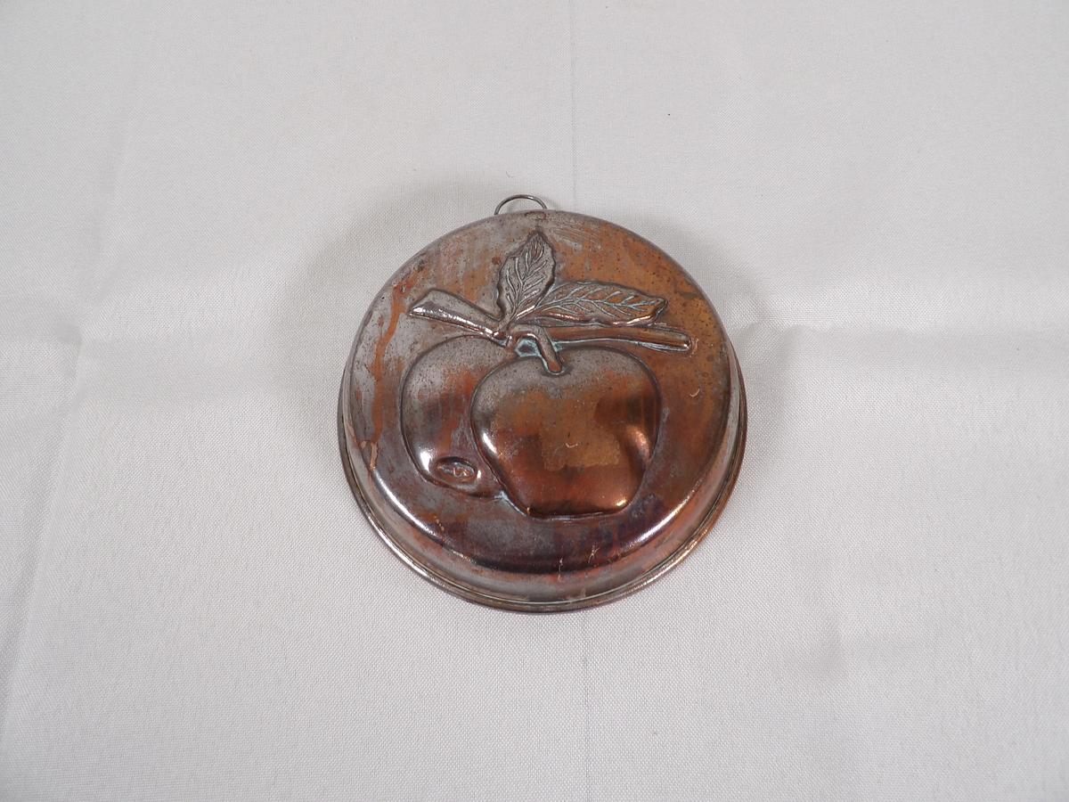 VINTAGE METAL BUTTER MOLD WITH APPLE PATTERN
