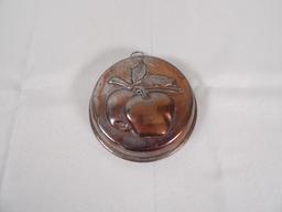 VINTAGE METAL BUTTER MOLD WITH APPLE PATTERN