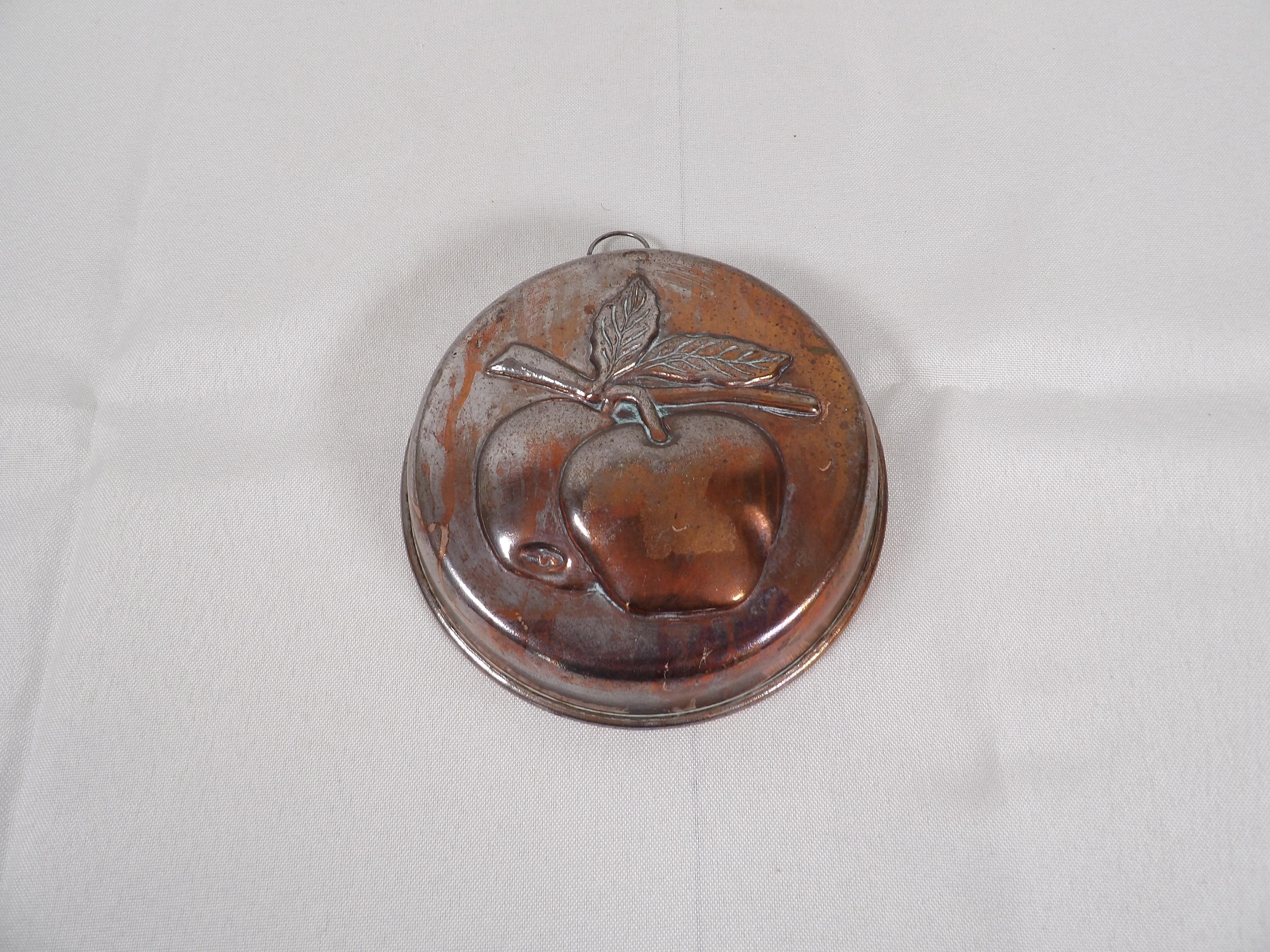 VINTAGE METAL BUTTER MOLD WITH APPLE PATTERN
