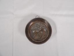 VINTAGE METAL BUTTER MOLD WITH APPLE PATTERN