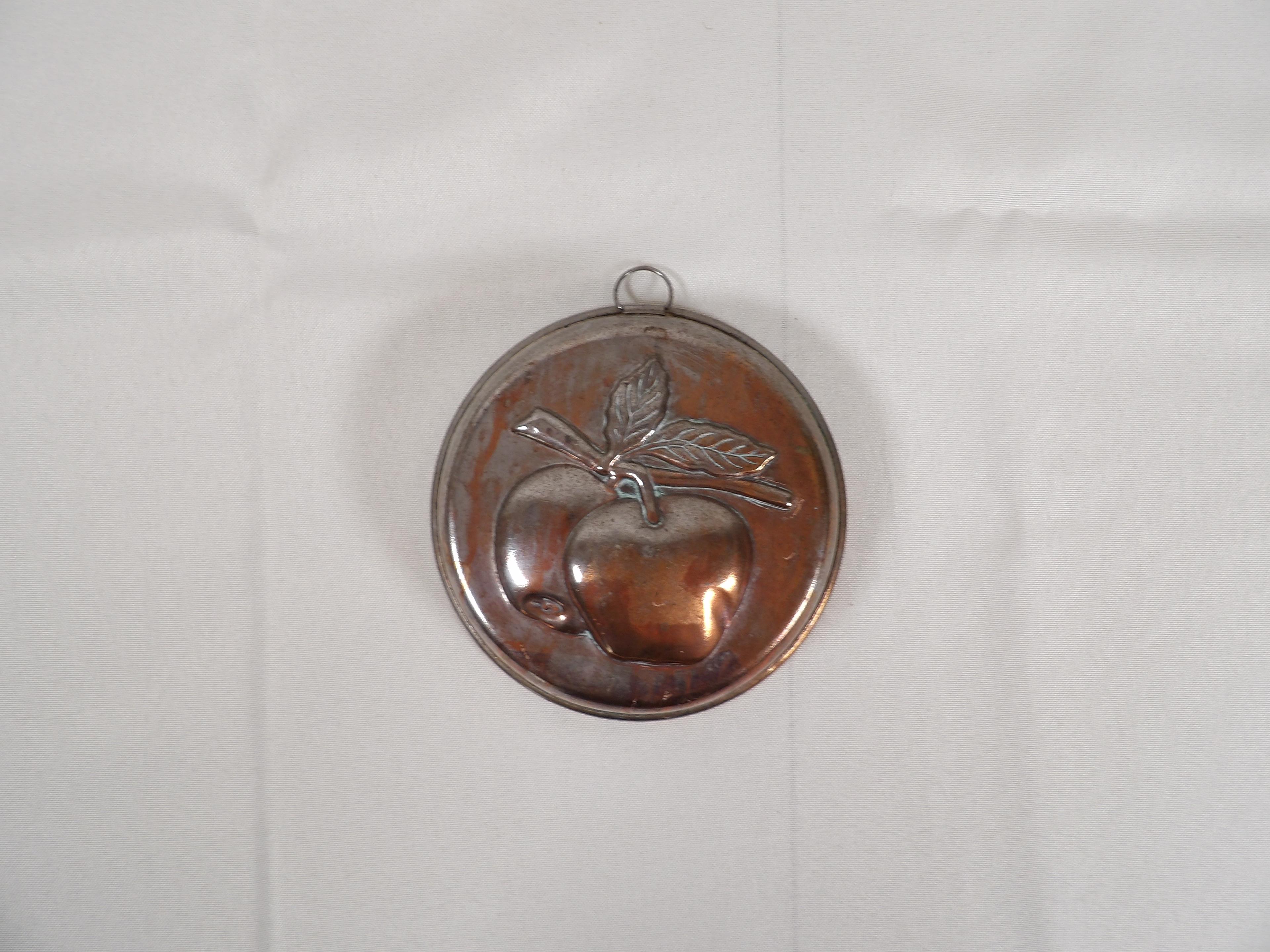 VINTAGE METAL BUTTER MOLD WITH APPLE PATTERN