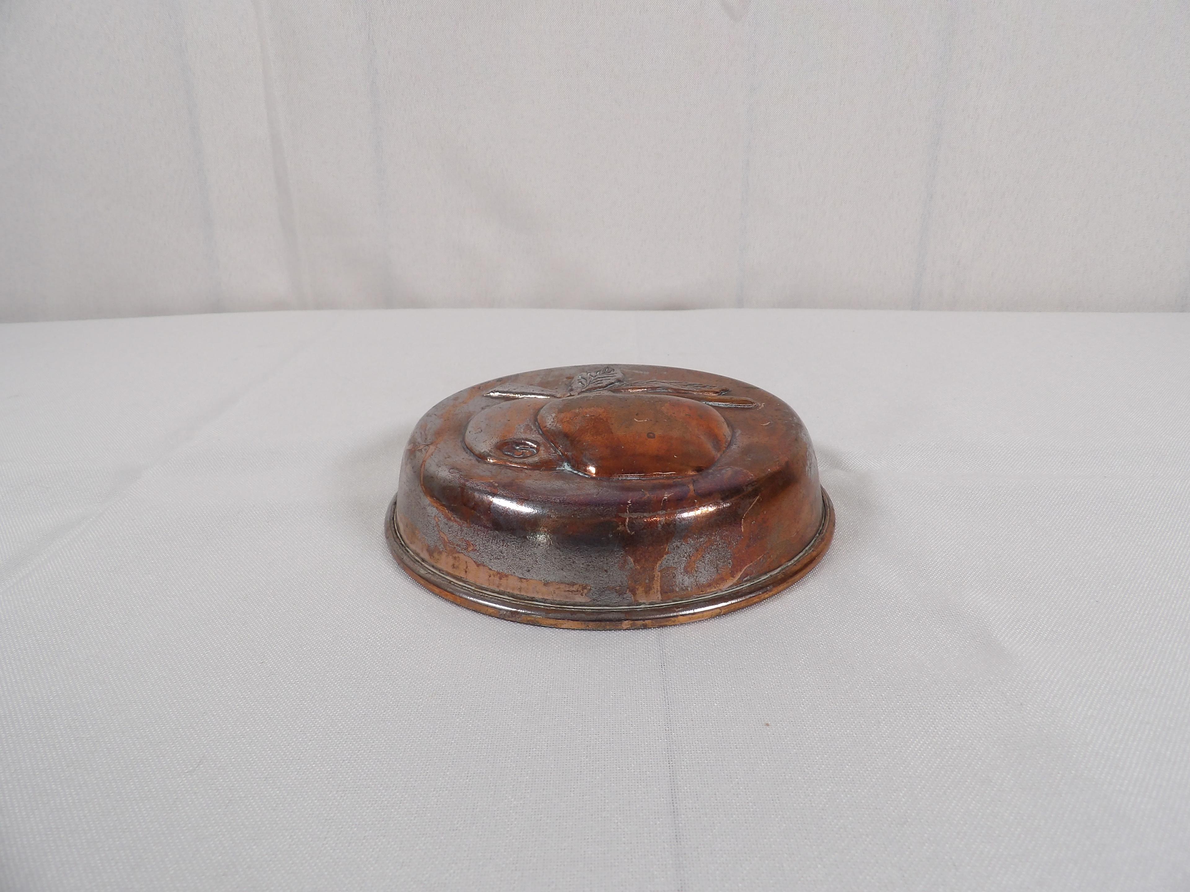 VINTAGE METAL BUTTER MOLD WITH APPLE PATTERN
