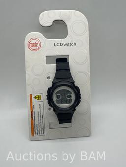 Wonder Nation Unisex LCD Watch with Silicone Strap in Black