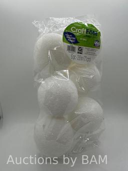 FloraCraft CraftFM 6 Piece Crafting Foam Ball 2.8 White