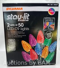 Sylvania Stay-lit Multicolor LED Lights, 2 Sets of 50 Faceted C9 Lights