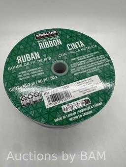 Kirkland Signature 2.5 in Wired Edge Christmas Gnome Ribbon 50 yd