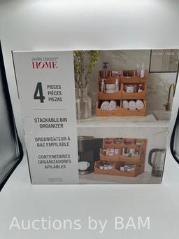 Seville Bamboo Stackable Bin Organizer 4-piece