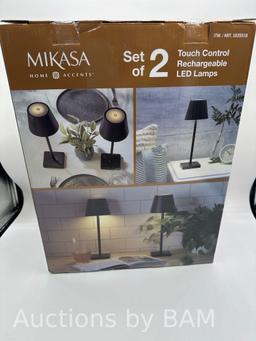 Mikasa Rechargeable 14-inch LED Lamps with Touch Control, Set of 2