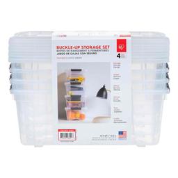 Iris Buckle Up Storage Set, 12.9 Quart, Clear, 4 ct