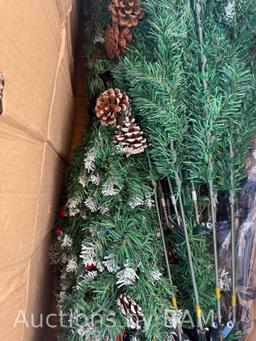 BSHAPPLUS 7.5 ft Pre-Lit Christmas Tree,600 Multicolor Lights,1600 Flocked Tips,90 Pine Cones