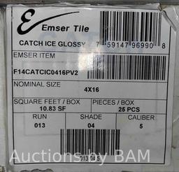 EMSER CATCH ICE FINISH GLOSSY CERAMIC TILE 4in X 16in (1 CASE/10.83SQFT) $40