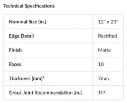 EMSER STONE FUSION GRAY FINISH PORCELAIN TILE 11in X 24in (1 CASE/12.8 SQFT) $80