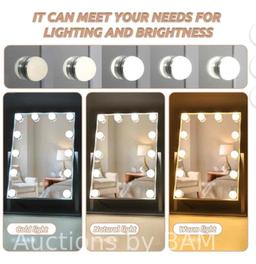 FENCHILIN Hollywood Vanity Makeup Mirror with Lights Bluetooth Wireless Charging Tabletop Metal