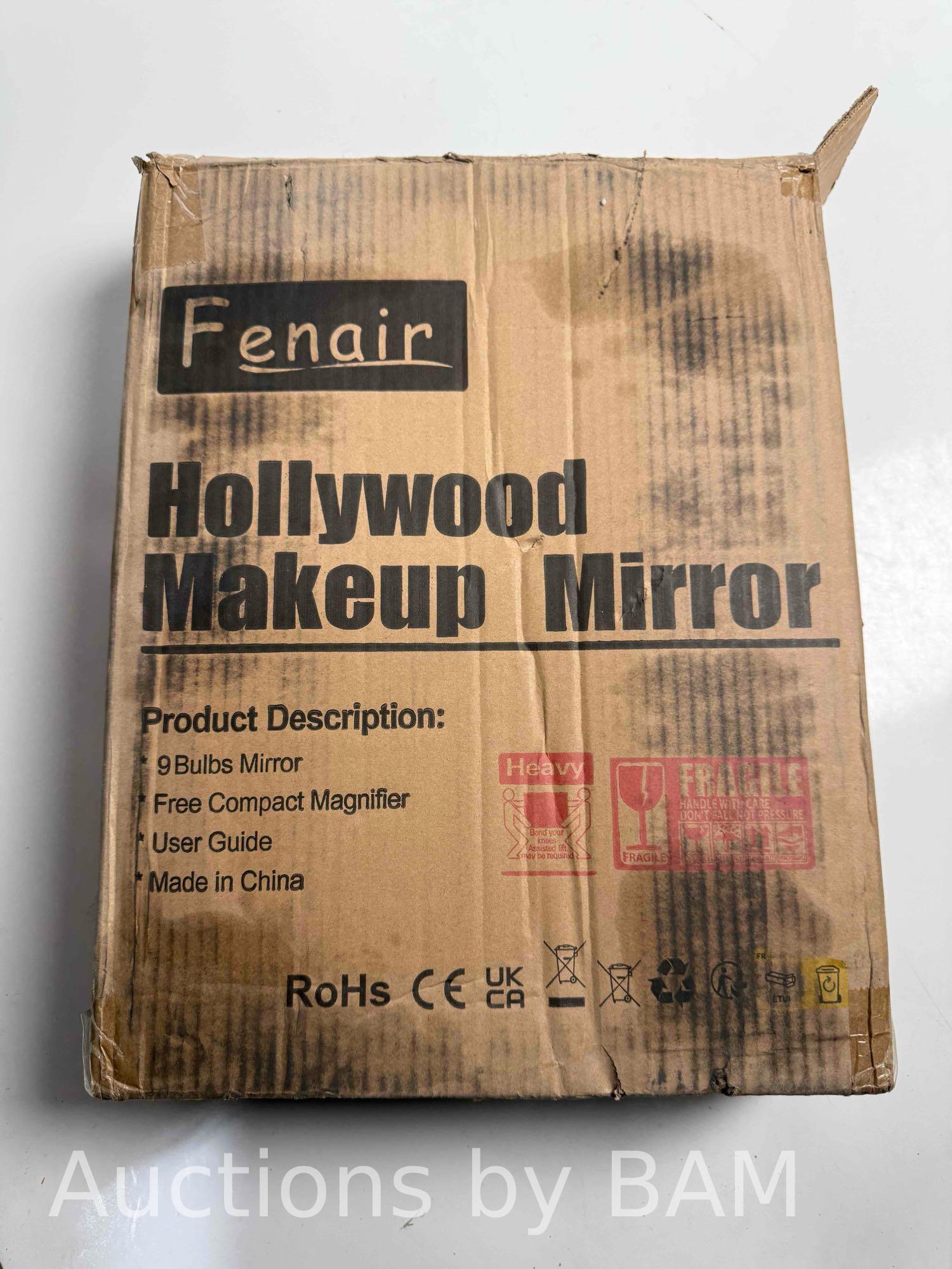 FENCHILIN Hollywood Vanity Makeup Mirror with Lights Bluetooth Wireless Charging Tabletop Metal