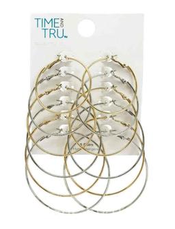 Time and Tru Womens Gold Tone Graduated Wire Hoop Earring Set, 6-Piece