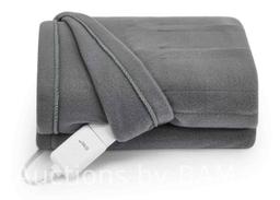 Sunbeam Throw Grey Fleece, 4 Heat Settings, 4-Hour Auto Shut-Off, Electric Heated Blanket, 50 x 60